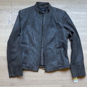 NWT Alfani Chocolate Brown Leather Jacket